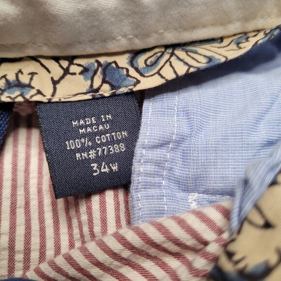 J. Crew Shorts Mens 34 Brown White Stripes Seersucker Preppy Casual Vacation - Picture 3 of 8